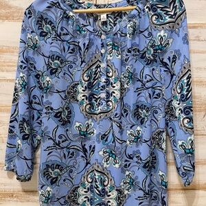 Croft & Barrow Blue Floral Blouse
